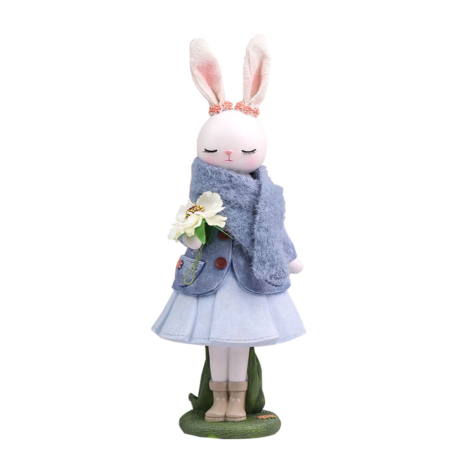 SXSZZXL Cute Bunny Girl Resin Figurines Fashion Rabbit Sculptures with Scarf Cartoon Style Collectibles Statues Desktop Decorations Home Decor Best