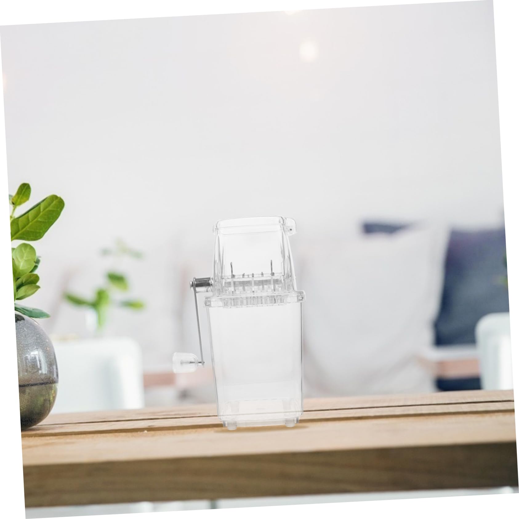 Picadora de Hielo Manual Manivela, Capacidad 2l, Diseño Transparente y Cuchillas de Acero Inoxidable para Bebidas Frías en Casa