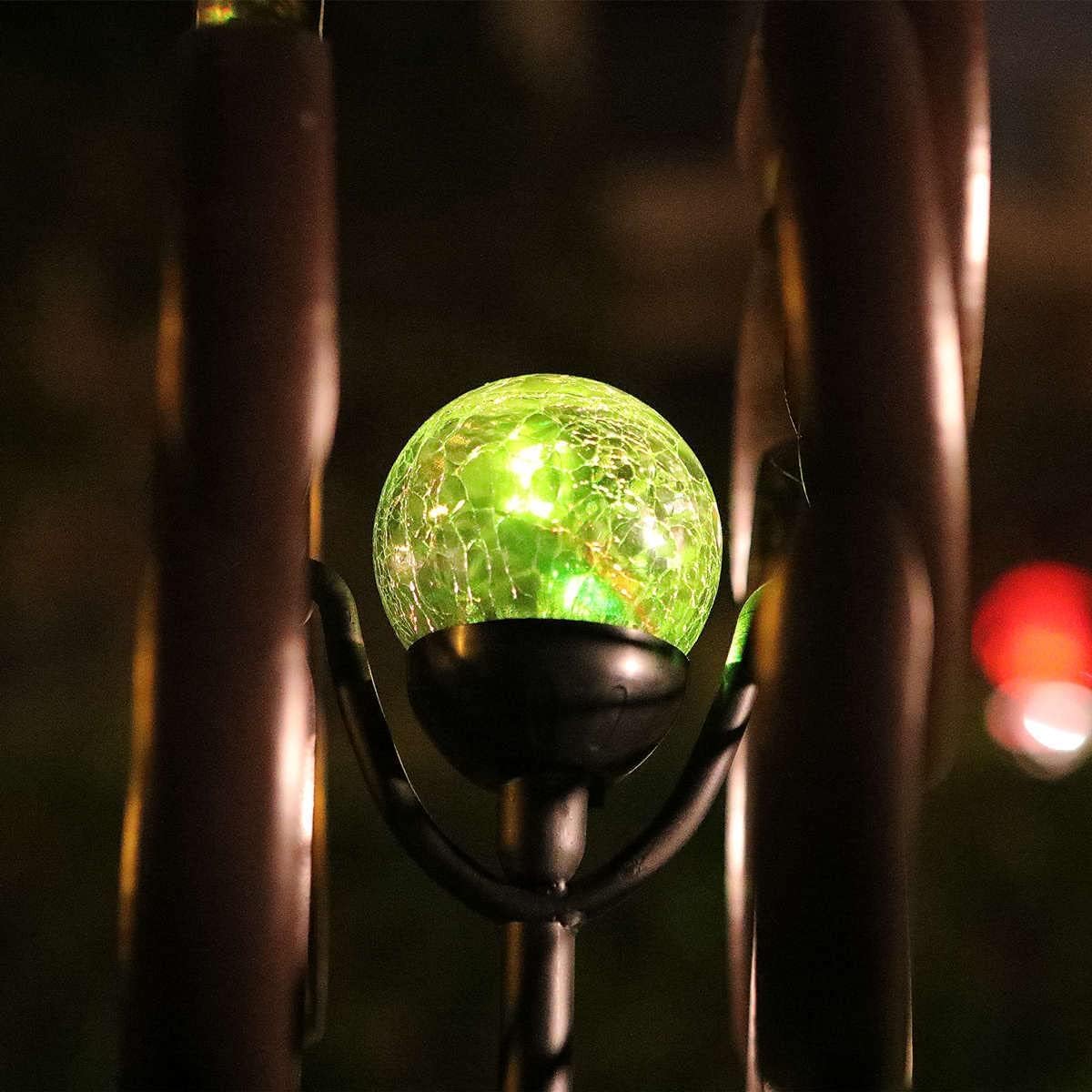 Blue Solar Powered Glass Ball with Accessories - Ideal Replacement for Solar Wind Spinner Lights, Outdoor Garden Decor, Energy-efficient Solar Light Parts Blue