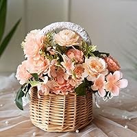 Vista 7 de Cesta de flores de mimbre de ratán, cesta tejida a mano de sauce con asa e inserto de plástico, cesta de dulces de huevos para boda, para decoración