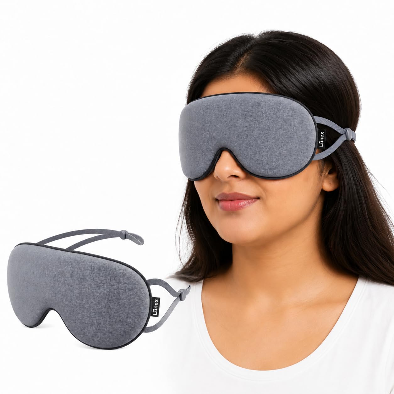 Lunex Premium Grey Sleep Mask for Men & Women | Ultra-Soft Eye Cover for Deep Sleep | Adjustable Strap & Light Blocking (Pack of 1)-image-19