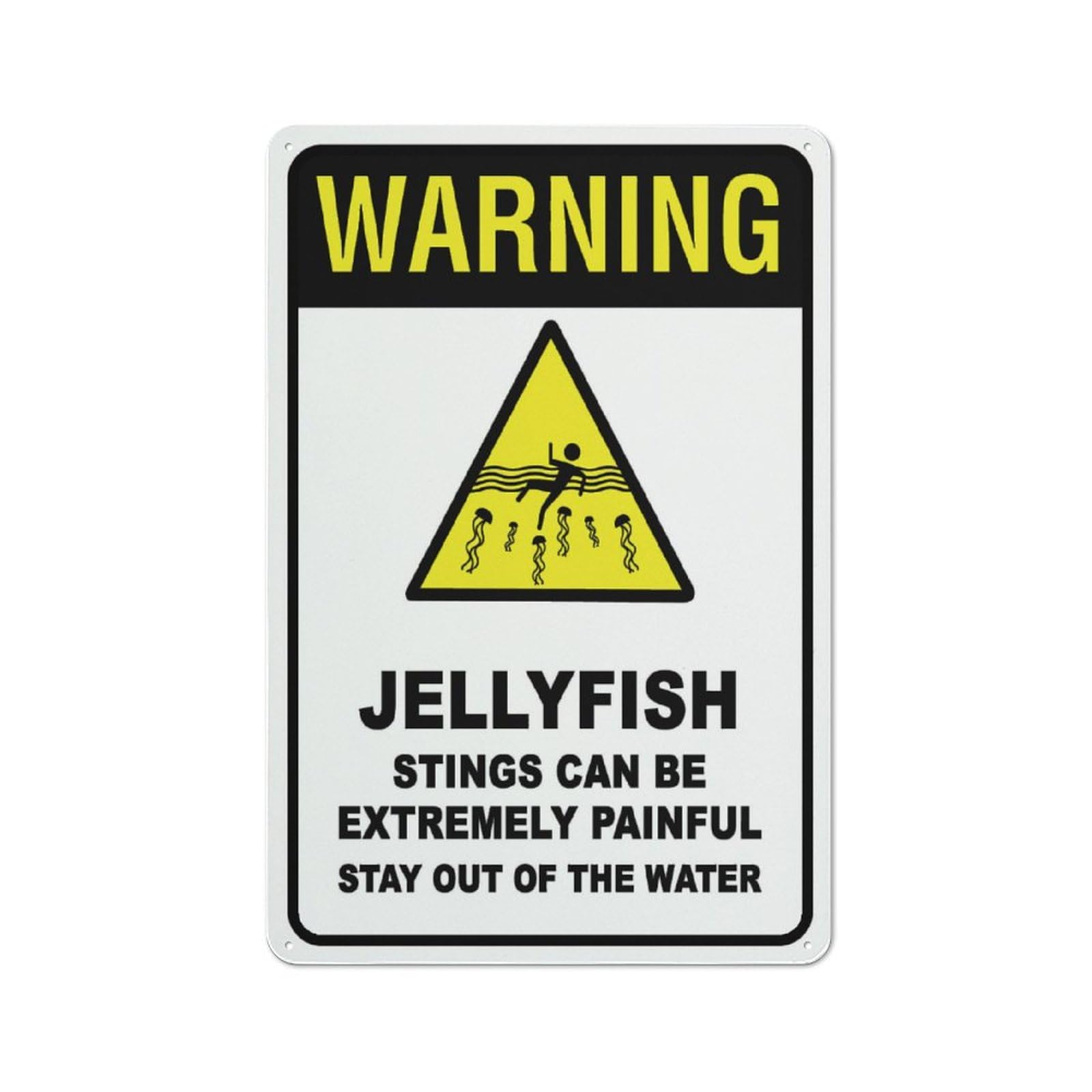 Caution Warning Jellyfish Sign 12”X8” Metal Signs Aluminum Sign Pre-Drilled Holes For Easy Mounting Indoor Or Outdoor Use For Fence Door Or Gate