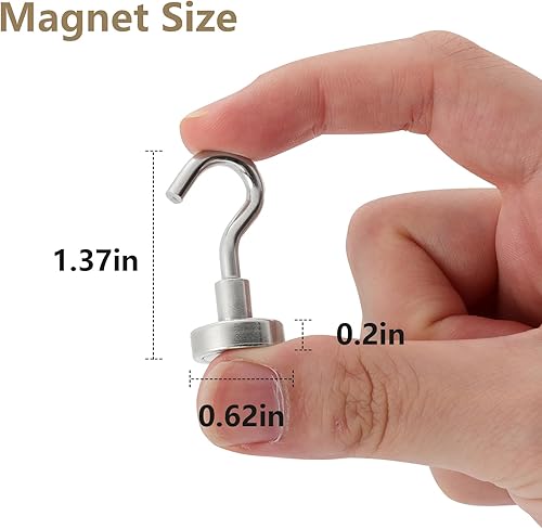 Miniatura 7 de HOME MASTER HARDWARE Ganchos magnéticos resistentes, ganchos magnéticos de neodimio fuertes de 20 libras, gancho magnético, imanes de metal con