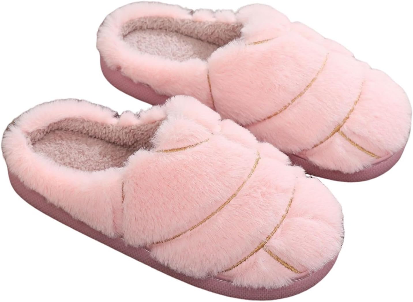 Womens Mens Solid Color Slippers Memory Foam Plush Concha Slippers Lining Warm Soft Cozy Home Slipper Outdoor Indoor House Shoes