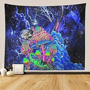 GUORUI Wandtapijten Psychedelische Kleurrijke Paddestoelen Bos Wandtapijten, Vakantie decoratie Kamer Decor Art Print…
