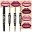 evpct 3Pcs Rose Chocolate Burgundy Red Matte Lip Liner and Lipstick Combo Set Kit for Women, Lipstick Red Magic 24 Hours Lip Liner Gloss Makeup Set Long Lasting Waterproof 24 labial, 34 35 36