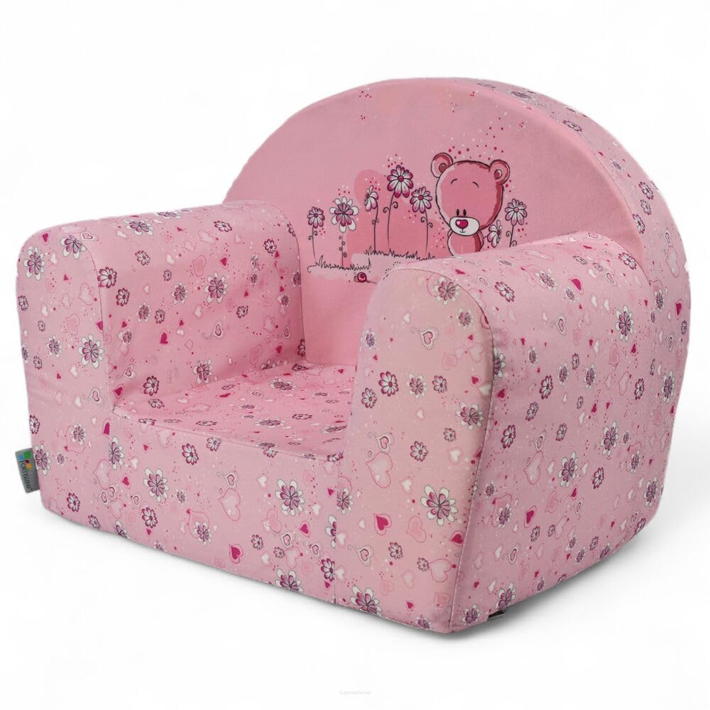 FORTISLINE Kindersessel MINI 40 x 39 x 33 cm - Kinderzimmer Sessel aus Mikrofaser mit Schaumstofffüllung, abnehmbarem waschbarem Bezug, Oeko-TEX, handgefertigt in der EU