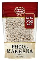 Vista 1 de Spicy World Phool Makhana (nuez de zorro, semillas de raíz de loto reventadas, semillas de lirio de agua reventadas), 7.05 oz (7 onzas) ~ Crudo liso