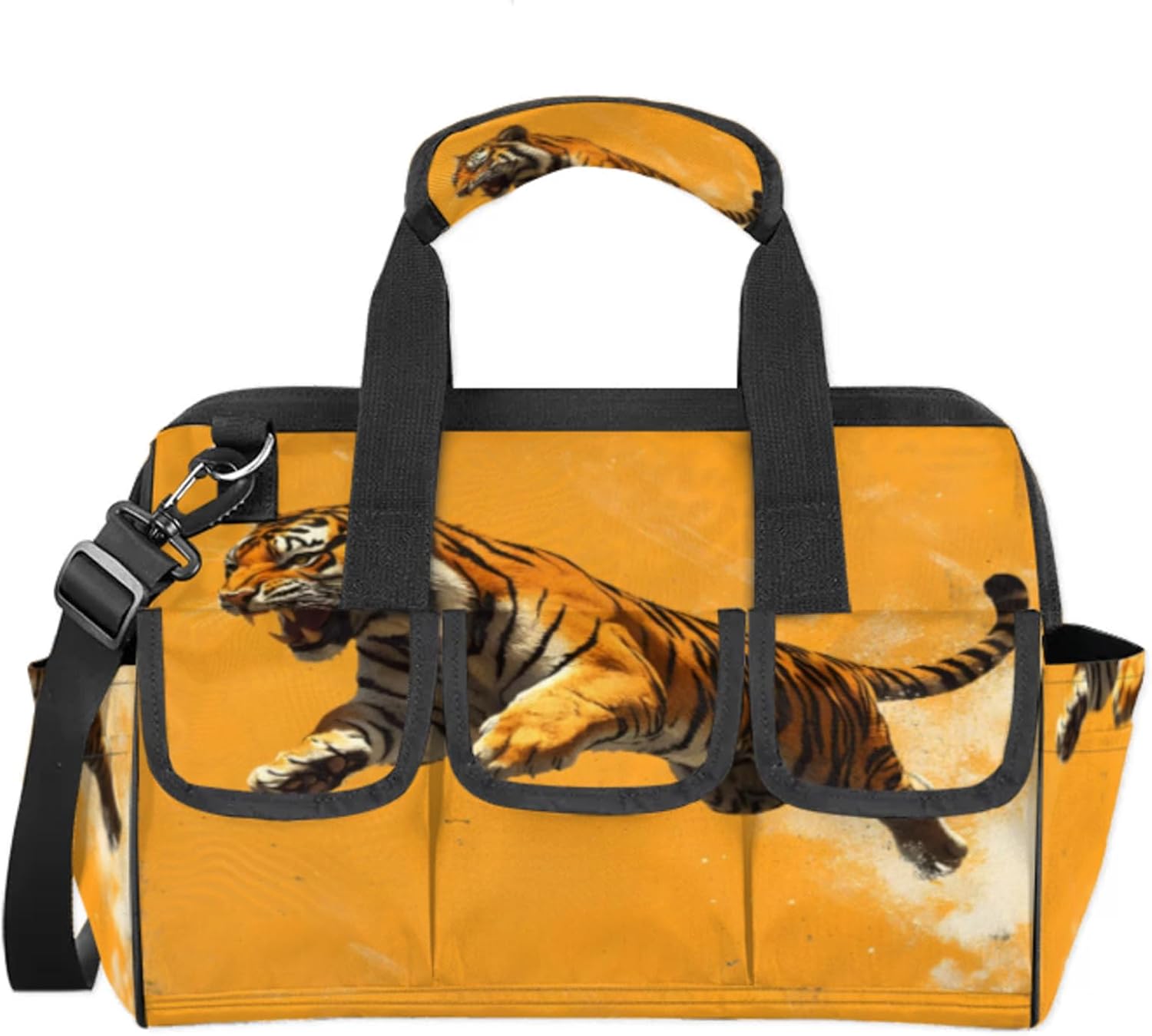 Tiger Tool Bags for Men and Women Funny Tiger Heavy Duty Tool Tote Organizer Bag for Electrician Carpenter Mechanic, Adjustable Shoulder Strap