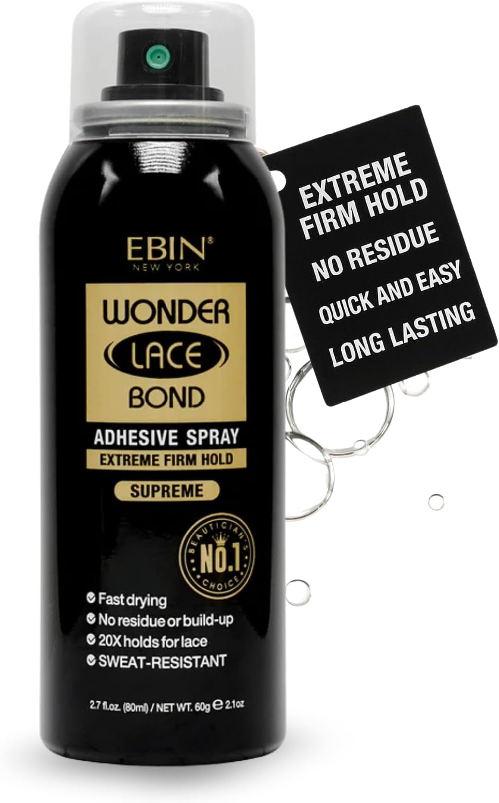Wonder Lace Bond Adhesive Spray - Supreme (Extreme Firm Hold), 2.7 fl. oz./ 80ml | Fast Drying, No Residue, No Build up, Powerful Hold, All-Day Hold, Daily Wig Application
