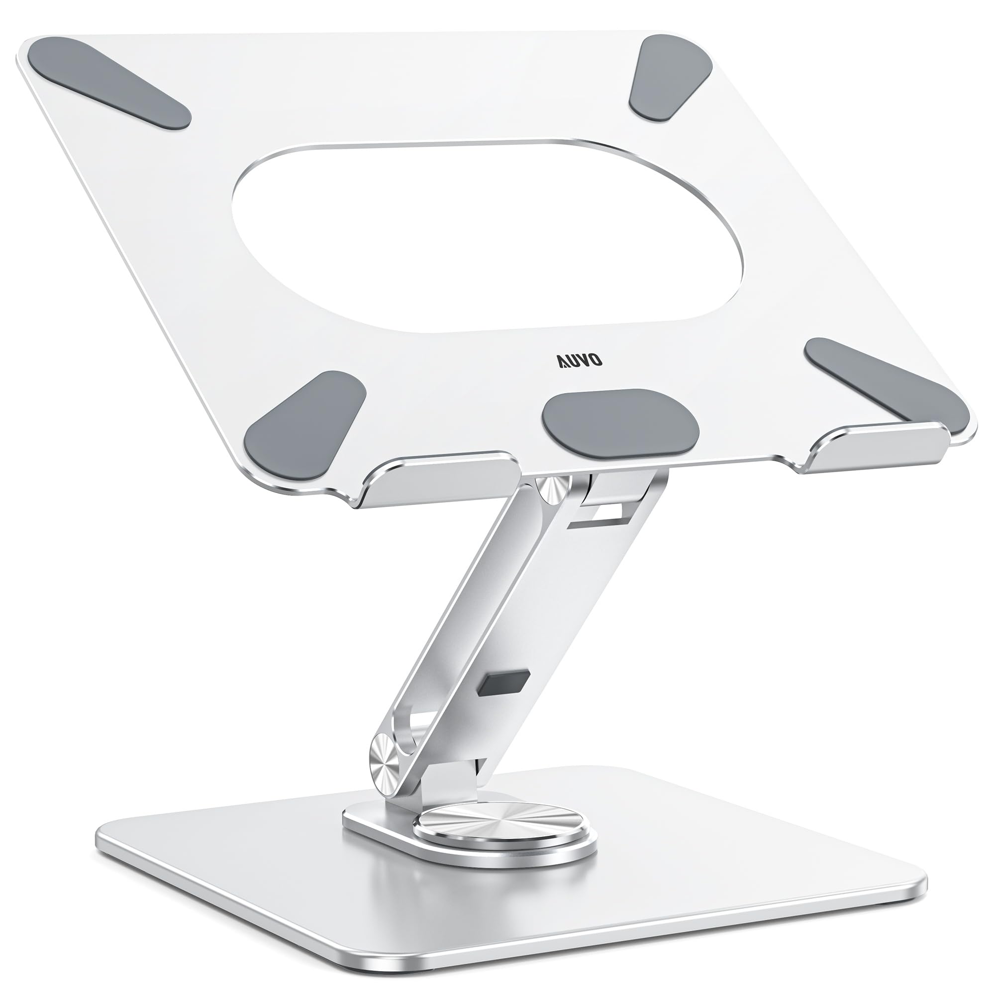 Auvo ALS06 Laptop Stand, Adjustable Computer Stand with 360° Rotating Base, Ergonomic Laptop Riser for Desk, Fits 11-14 inch Laptops (Silver)