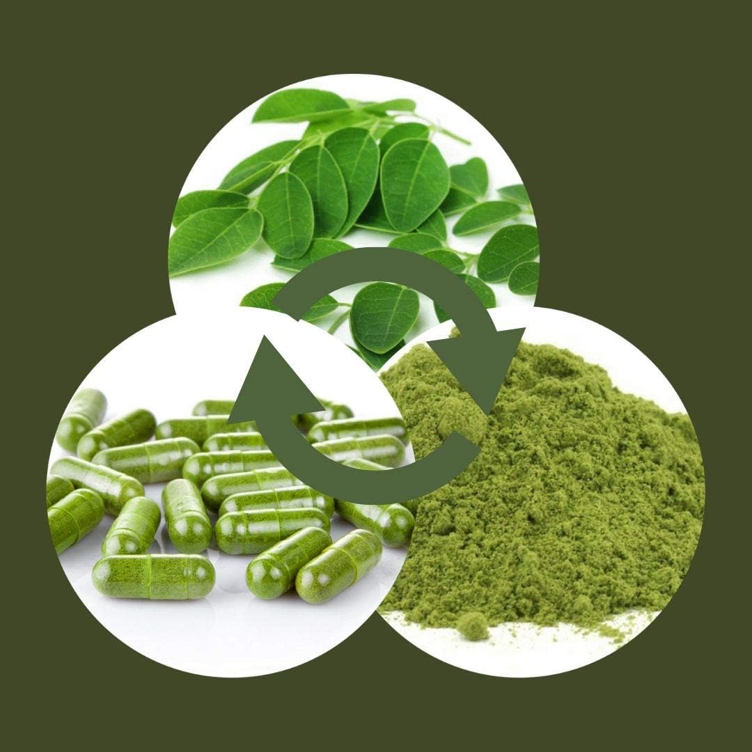 Premium Organic Moringa Oleifera Leaf Powder Capsules – 500mg per Capsule, 120 Vegan Capsules | Non-GMO, Gluten-Free, Complete Green Superfood Supplement