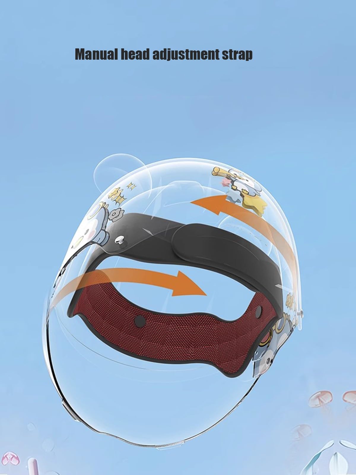 Casco De Motocicleta Eléctrico De 3/4 Pulgadas con Diseño De Dibujos Animados para Niños Y Niñas Abierto con Visera para Scooter Crucero Jet Homologado ECE H,45-55CM