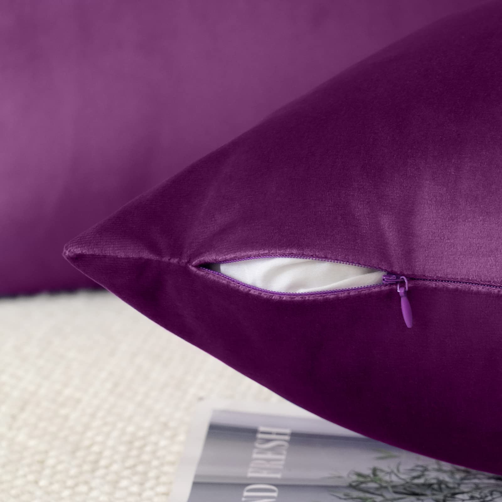 EMEMA Federe in velluto Copricuscini Confezione da 4 Decorativi Fodere Quadrate per Cuscino per Divano Camera da Letto Casa 40x40 cm Serie Arancia