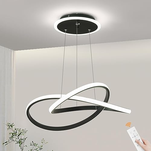 Miniatura 12 de Candelabros LED dorados modernos, lámpara colgante LED para comedor, lámparas regulables con control remoto, candelabros modernos ajustables para