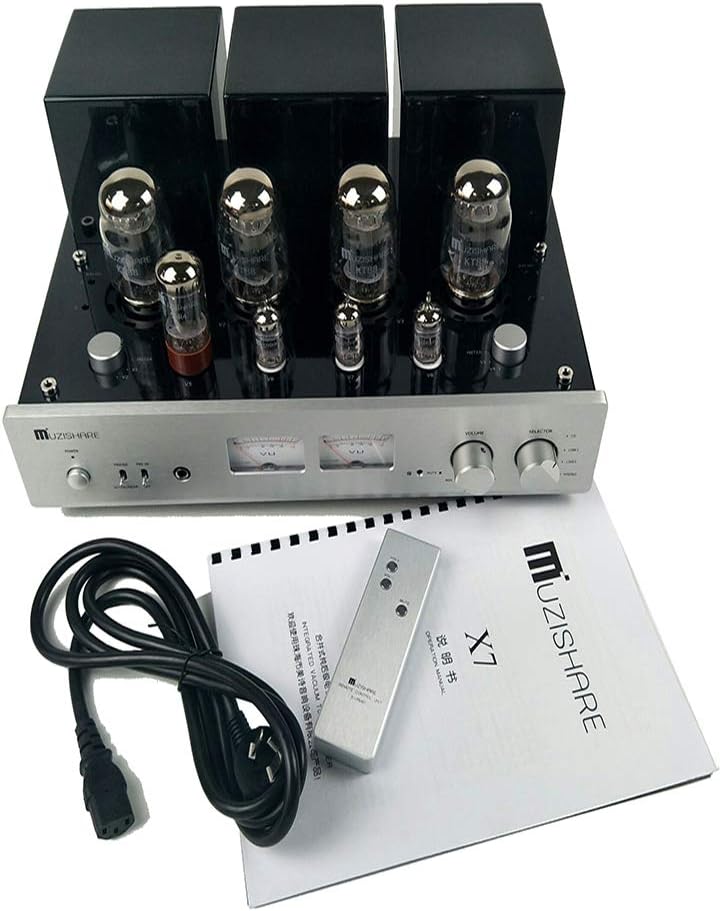 SimpTronic Tech MUZISHARE X7 4KT88 2-Channel Vacuum Tube Integrated Amplifier with MM Phono AMP & Remote (100V-240V)