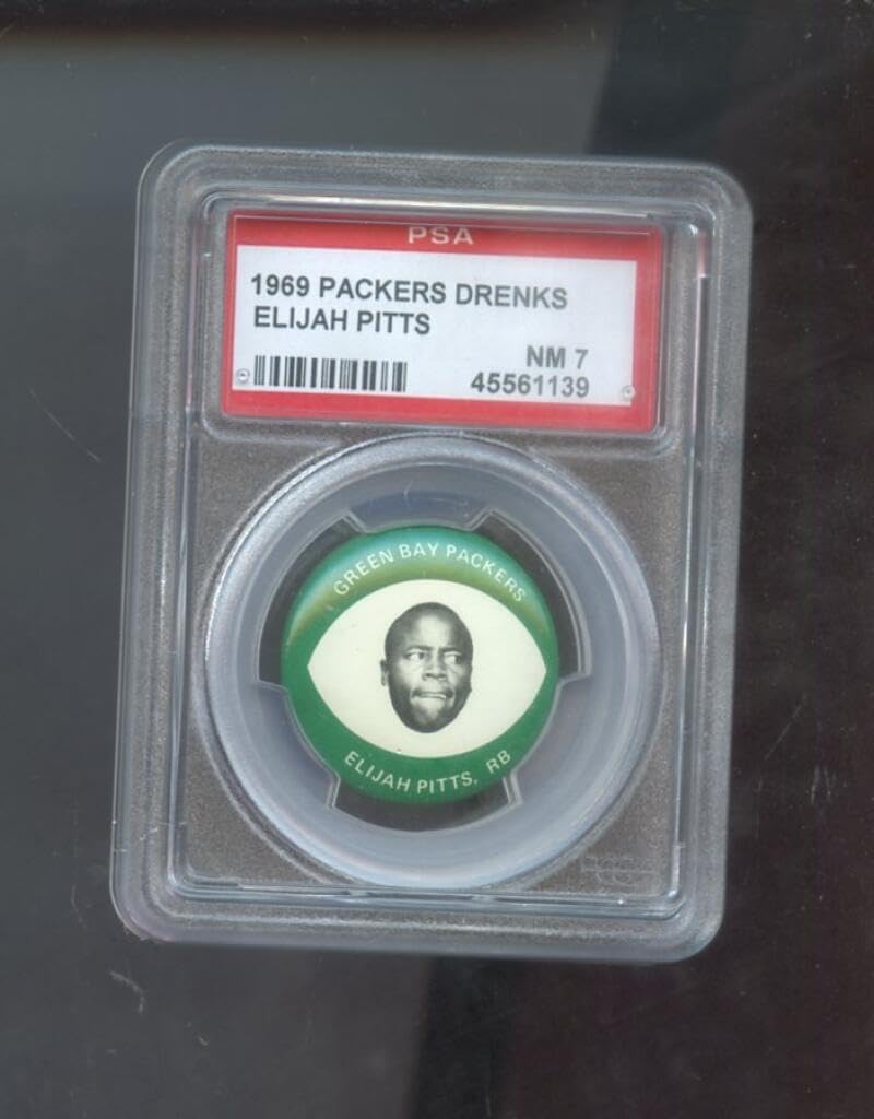 1969 Drenks Potato Chip Elijah Pitts Pin Pinback Button PSA 7 Graded Football Card Green Bay Packers Chips NFL