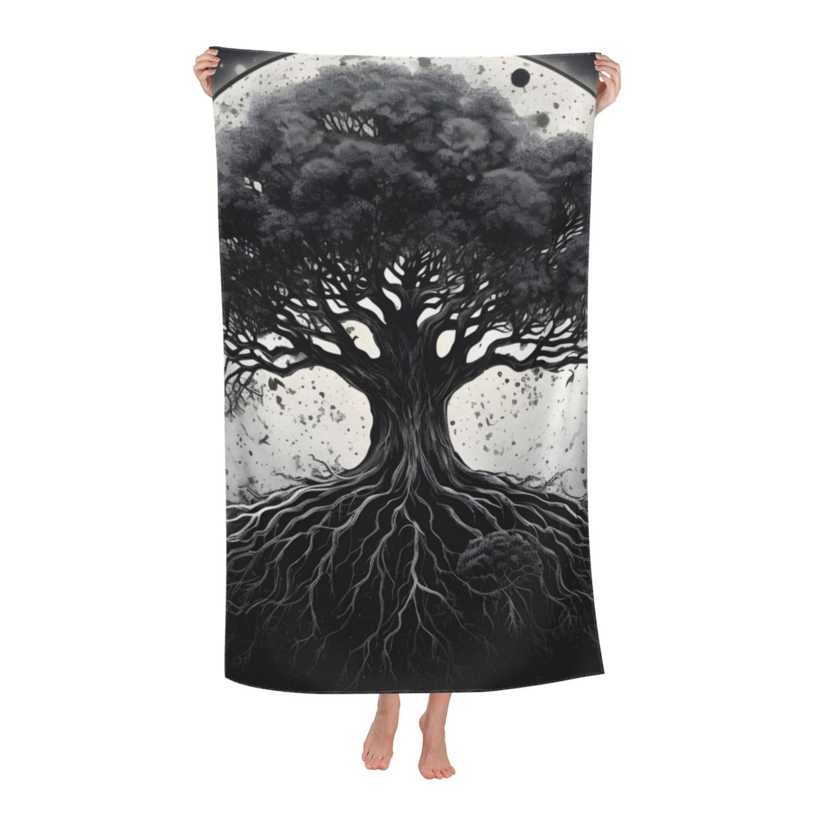 LSRCPD Beach Towels Tree And Moon Swimming Sports Yoga Pool For Adults Women 80X130Cm