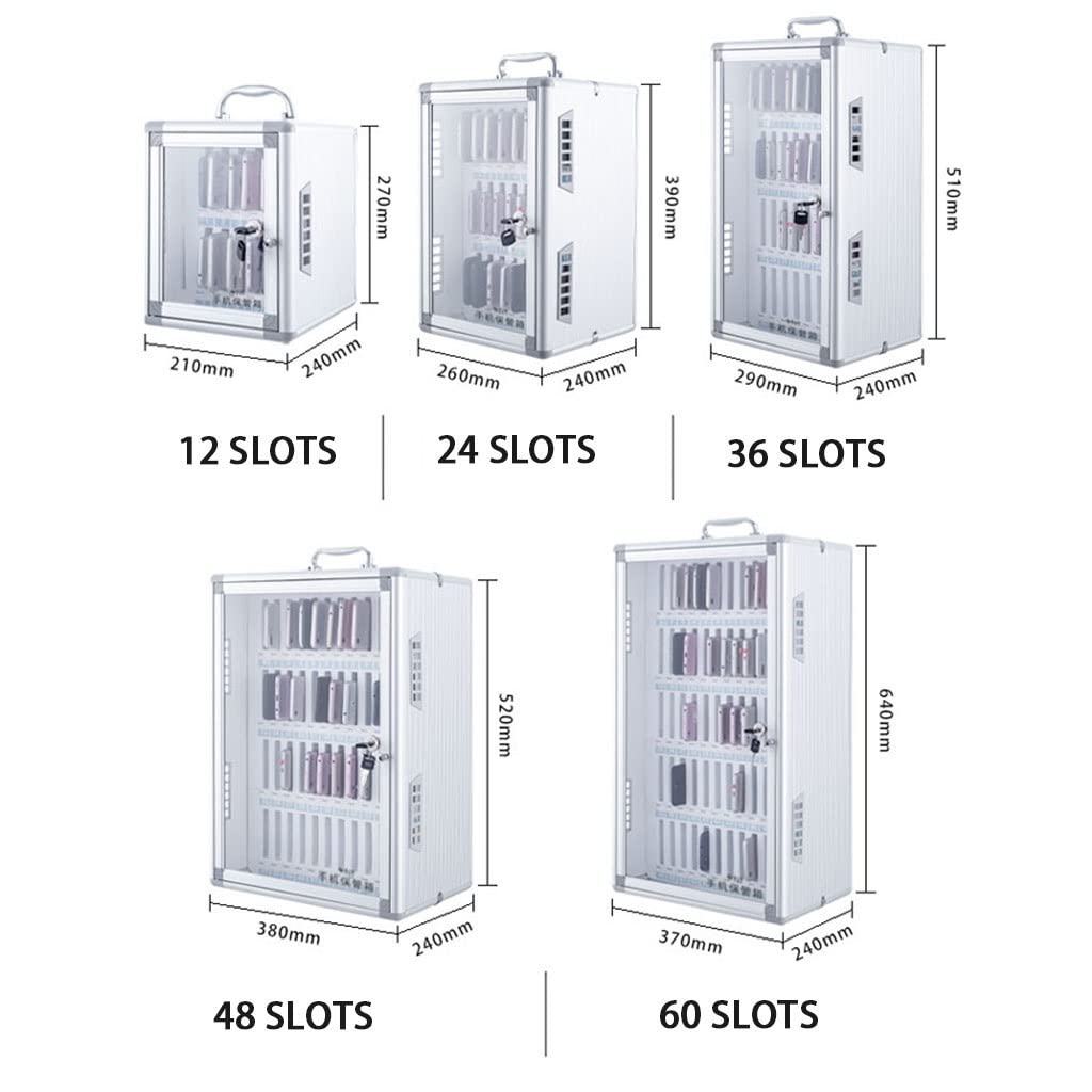 Armadietto portatile in lega di alluminio per cellulari - Cassetta di sicurezza a parete con 6-60 scomparti per cellulari, con maniglia, ideale per aule, uffici, esami e come soluzione di archiviazi