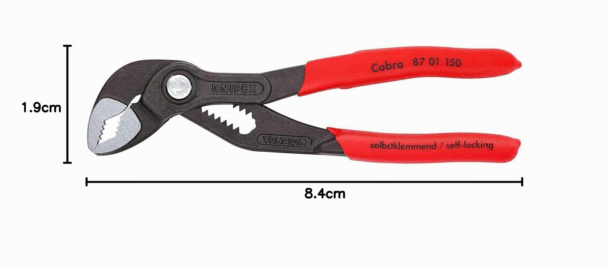 KNIPEX Cobra Pinza regolabile di nuova generazione per tubi e dadi bonderizzata grigia Rivestiti in resina sintetica antiscivolo 150 mm, 87 01 150