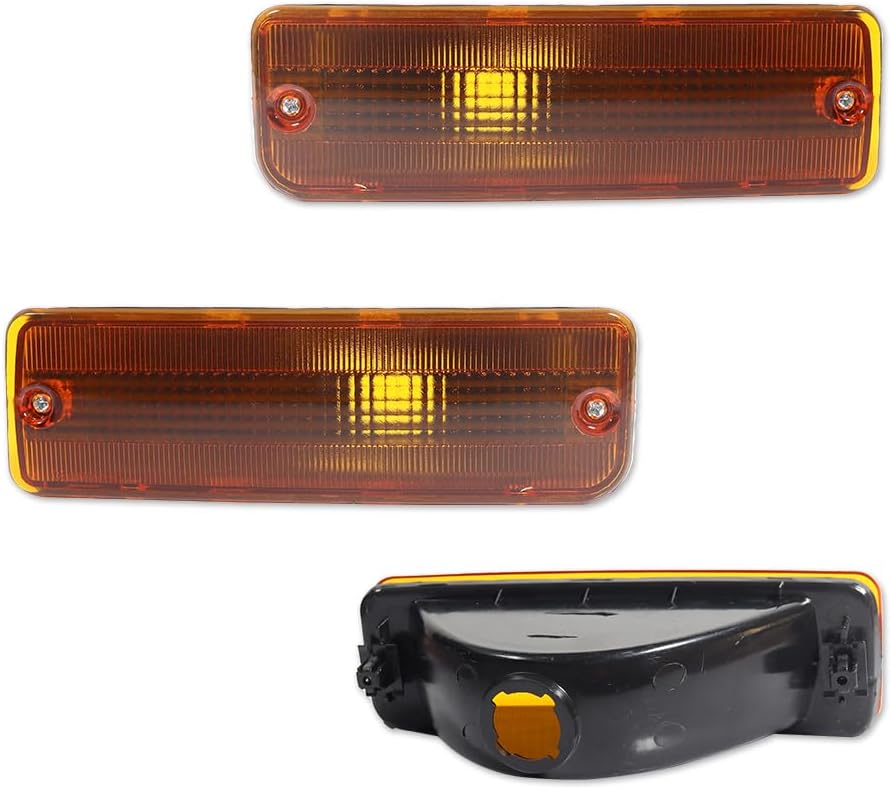 for 1989 1990 1991 1992 1993 1994 1995 Toyota Pickup 2/4WD, 1990 1991 4Runner Front Bumper Turn Signal Amber Lens Housing Assembly Pair Set Driver and Passenger Side TO2520105 TO2521107