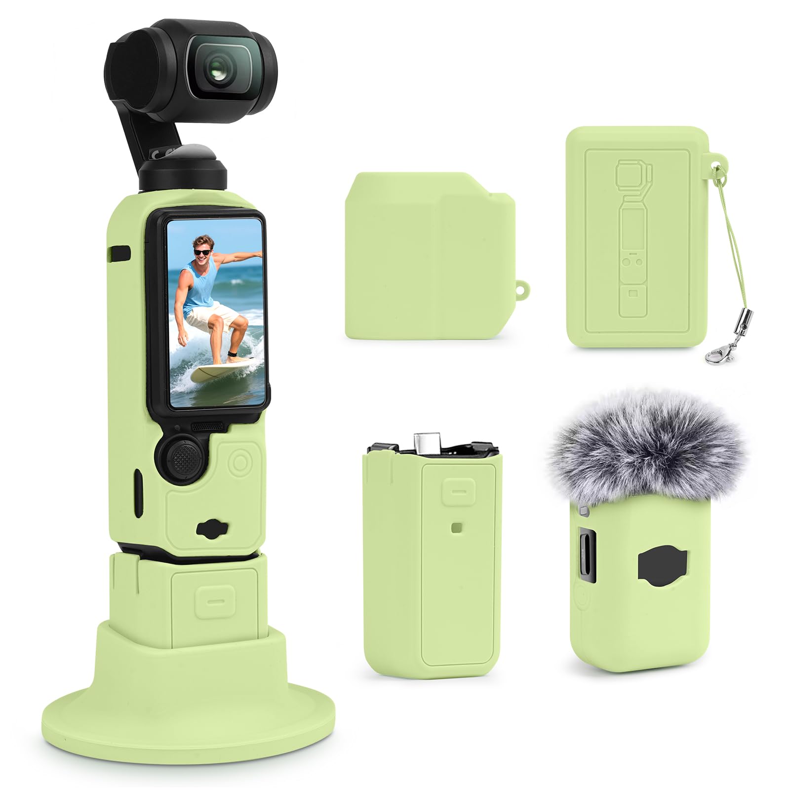 Case for DJI Osmo Pocket 3 & Xtra Muse Camera with Fixed Base (Green)