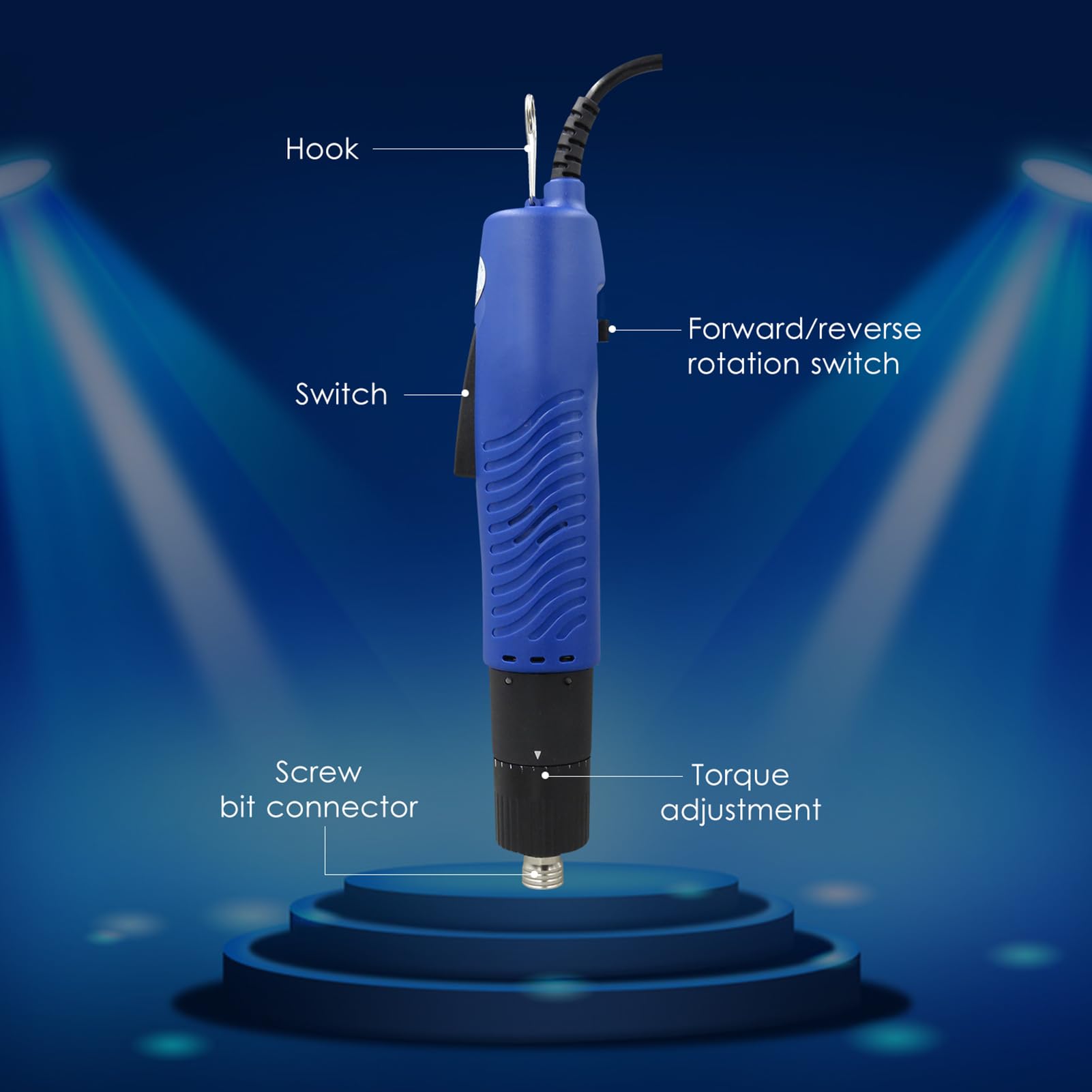 HUIOP Cacciavite elettrico AC 220V Cacciavite elettrico con cavo portatile Coppia regolabile 1/4 di pollice Strumento di riparazione del diametro della punta della vite