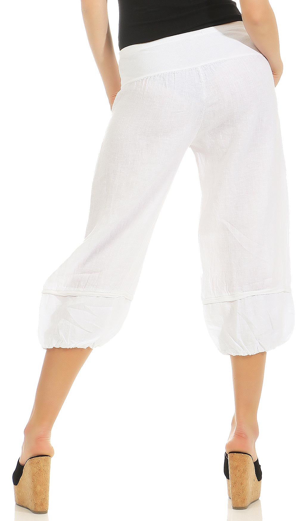 Malito Damen Hose aus Leinen - Stoffhose in Uni Farben - Freizeithose für den Strand - Chino - Capri Hose 1575