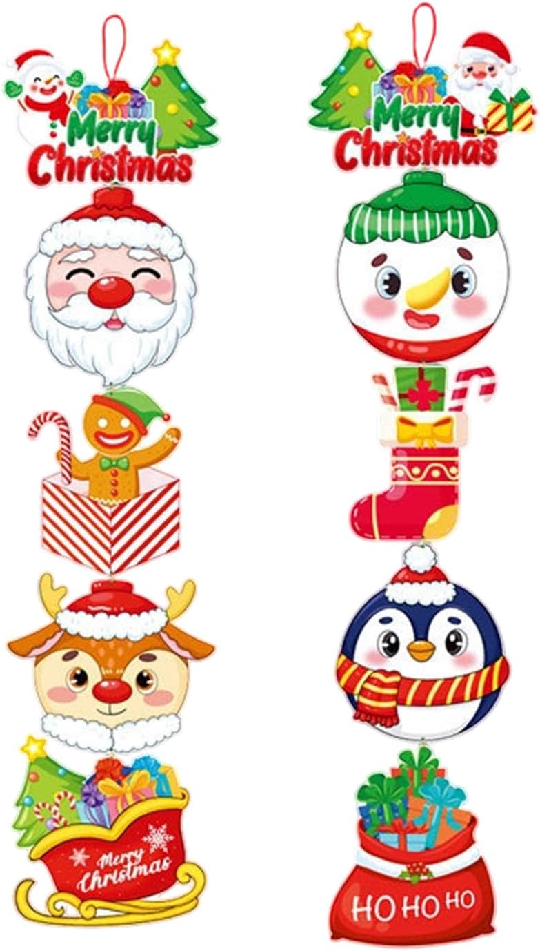 Vibrantly Cartoon Christmas Door Hanger Decoration Paper Wall Hangings Celebration Decorations for All Ages Cartoon Door Decors