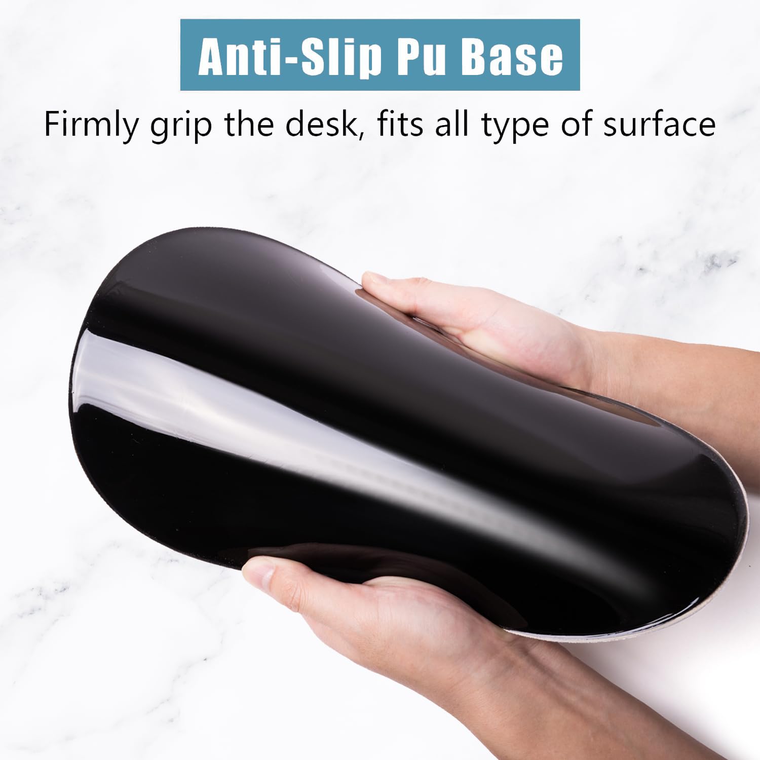 Tappetino per mouse con poggiapolsi, tappetino per mouse ergonomico con supporto per il polso, in memory foam e base antiscivolo in PU con design a cuneo a gradini per alleviare il dolore,