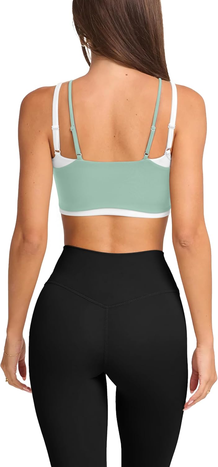 LASLULU Womens Double Layered Sports Bra Adjustable Spaghetti Straps Sexy Scoop Neck Wireless Padded Workout Yoga Crop Tops - Image 3