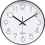 VIKMARI Silent horloge murale batterie actionnée non-cliquetis 3D Numérisation de quartz en or 10 Inch Horloge analogique décoratif pour salle de bain de bureau de chambre (Rose or noir)
