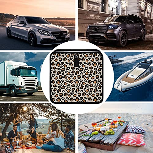 Image of Leopard Car Trash Can, Foldable Hanging Car Trash Bag, Animal Cheetah Print Small Waterproof Car Accessories Garbage Bin