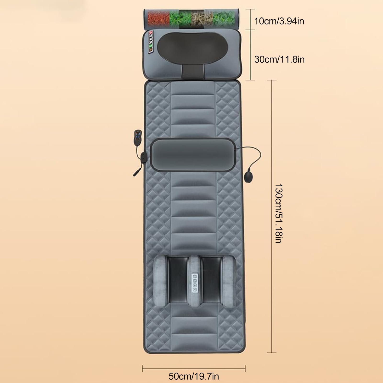 Matelas de massage thermique multifonction avec 12 moteurs de vibrations et vertèbres lombaires + cou - Coussin de massage chauffant pour tout le corps - Soulagement de la douleur de la tête