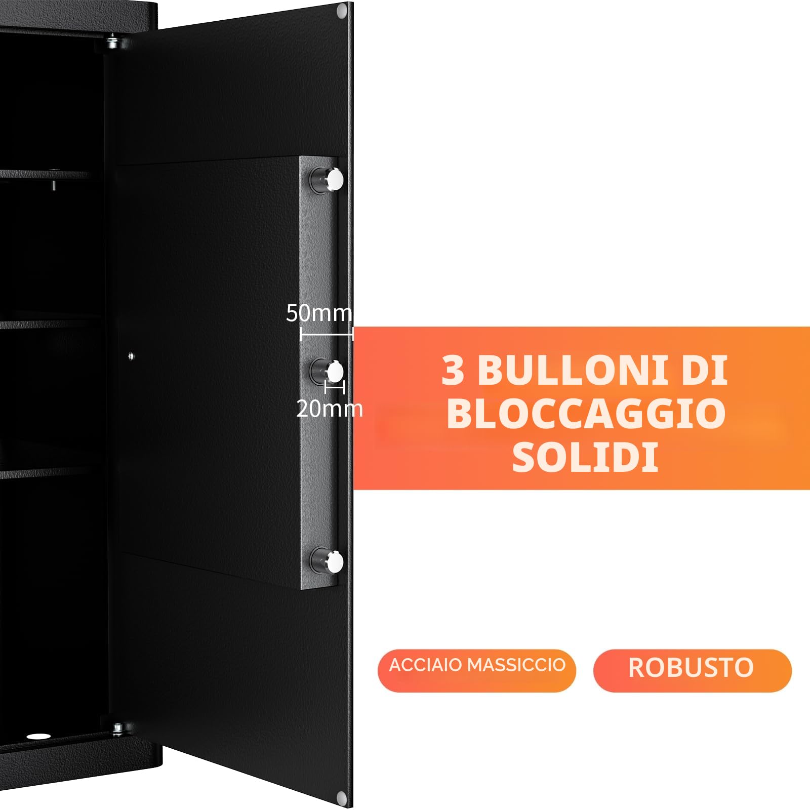 WASJOYE Cassaforte con Chiave, Cassaforte a Muro con Serratura 2 Chiaves (63×37×31cm), Cassetta di Sicurezza da Pavimento, Casa/Ufficio Casseforti da Armadio per Soldi Telefono Medicina Passaporto