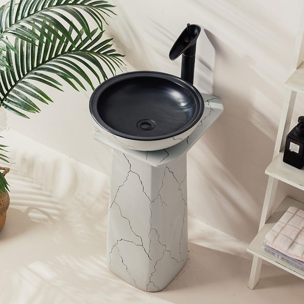 Bathroom Countertop Vessel Sink Simple Floor-standing Wash Basin Sink Nordic Ceramic Bathroom Pedestal Sink Vanity
