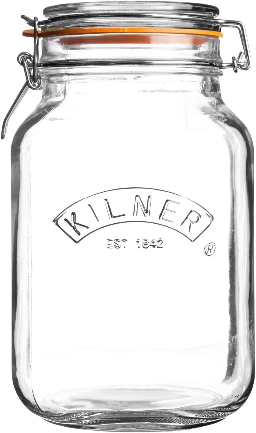 Kilner 0025.512 Square Glass Clip Top Preservation Jar, 1.5L, Transparent