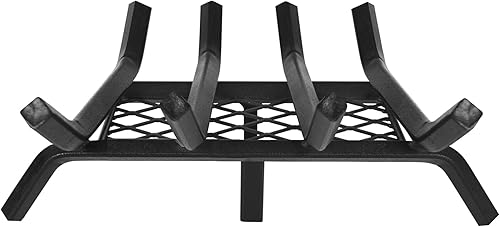 Miniatura 8 de Rejilla de chimenea de 17 pulgadas resistente con retenedor de brasa, rejilla de troncos de fuego de barra de 12 pulgada para chimenea interior,