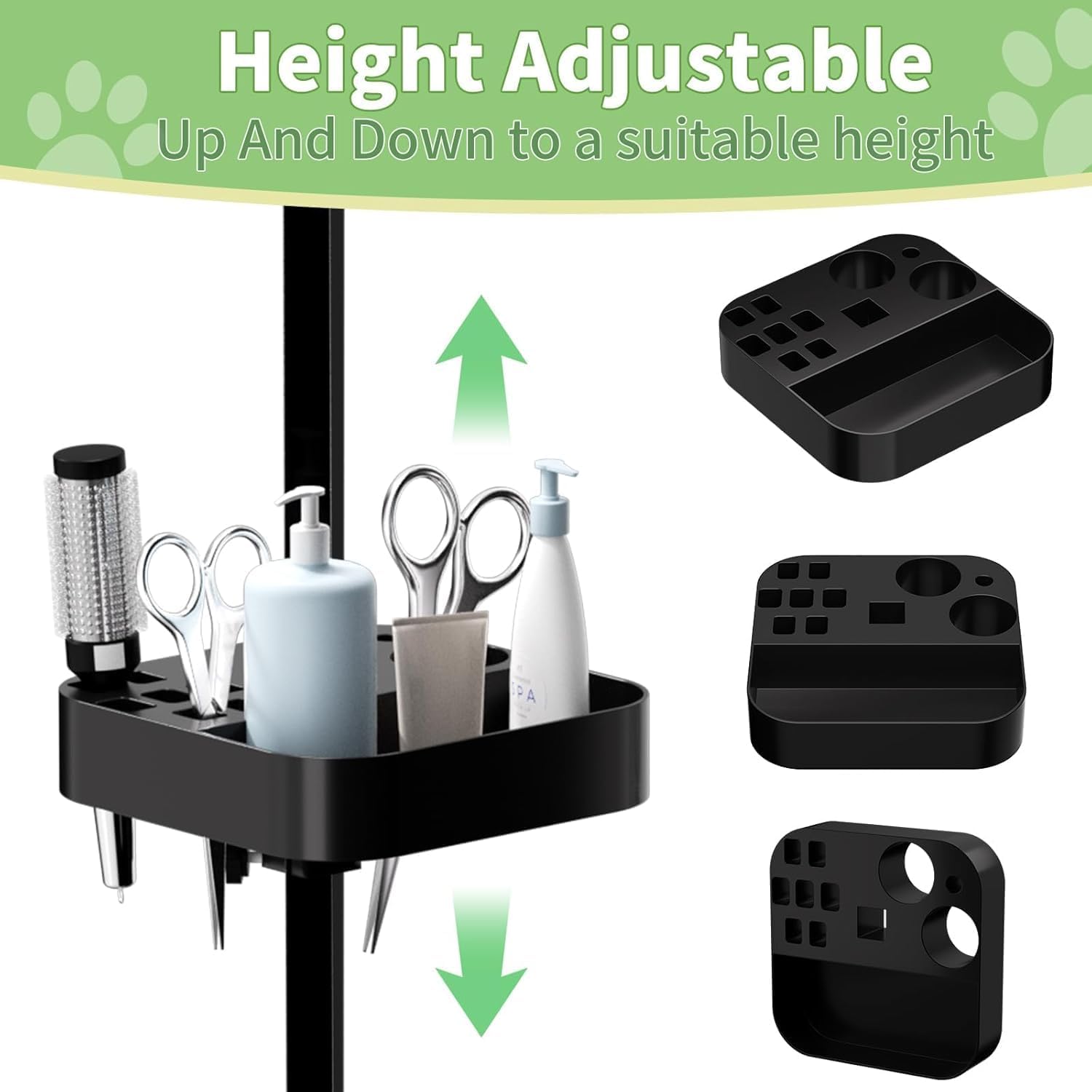 Foldable Pet Grooming Table for Dogs Cats, Adjustable H-Frame Arm, Non-Slip Textured Top, Heavy Steel Legs, Mesh Storage Shelf, Tool Holder Cup, Portable Home Salon Station (Black,47in)