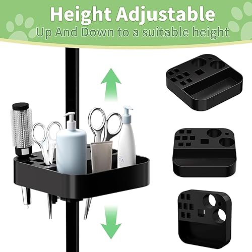 Miniatura 7 de Mesa profesional de aseo para perros de 47 pulgadas, ajustable, resistente, portátil, con brazo y lazo y bandeja de malla (46 pulgadas, negro)