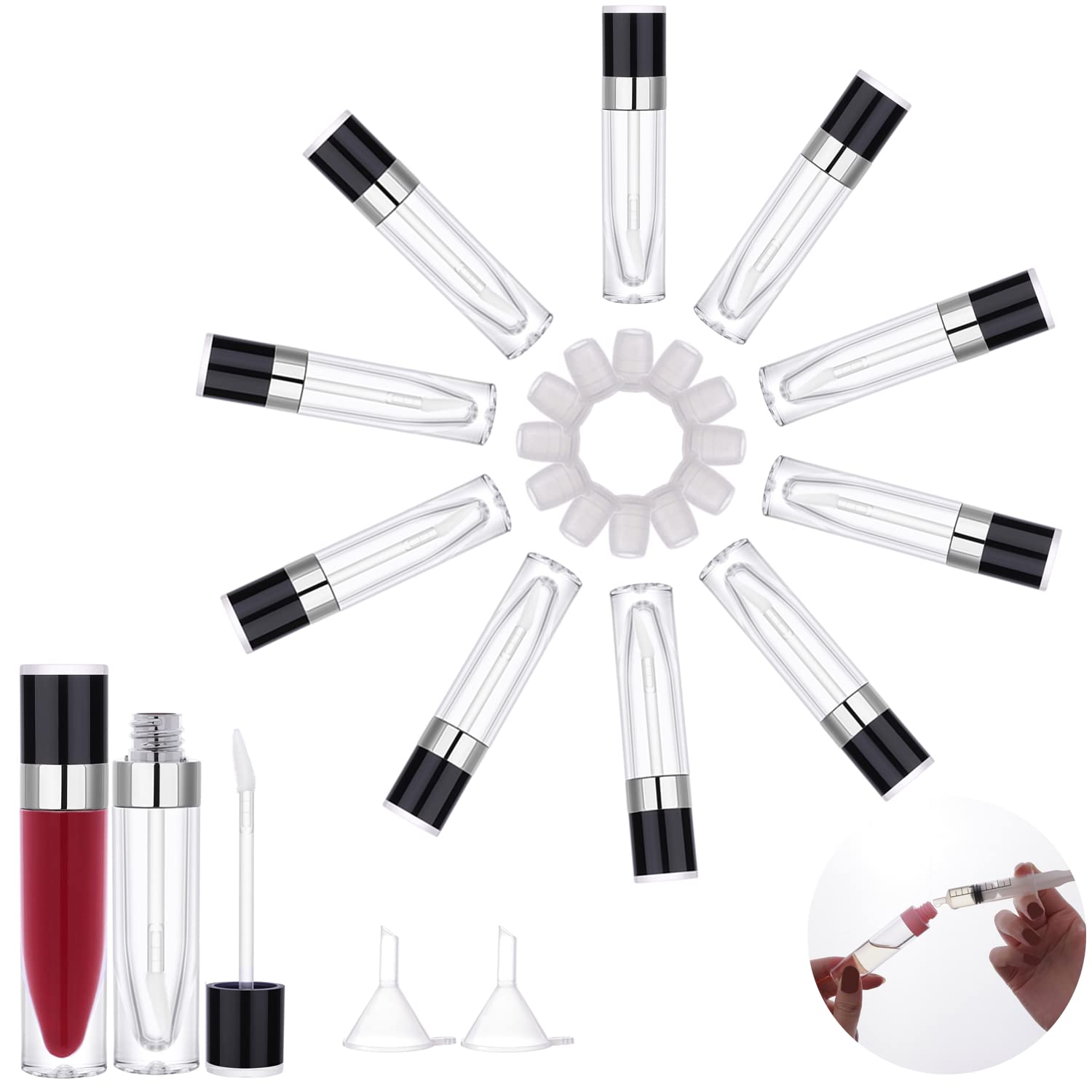YITOU Thick Empty Lip Gloss Tubes with Wand, 6.4ml Lip Balm Cosmetic Containers, Bulk, Mini, DIY Lipstick/Glaze Foundation Making Kit