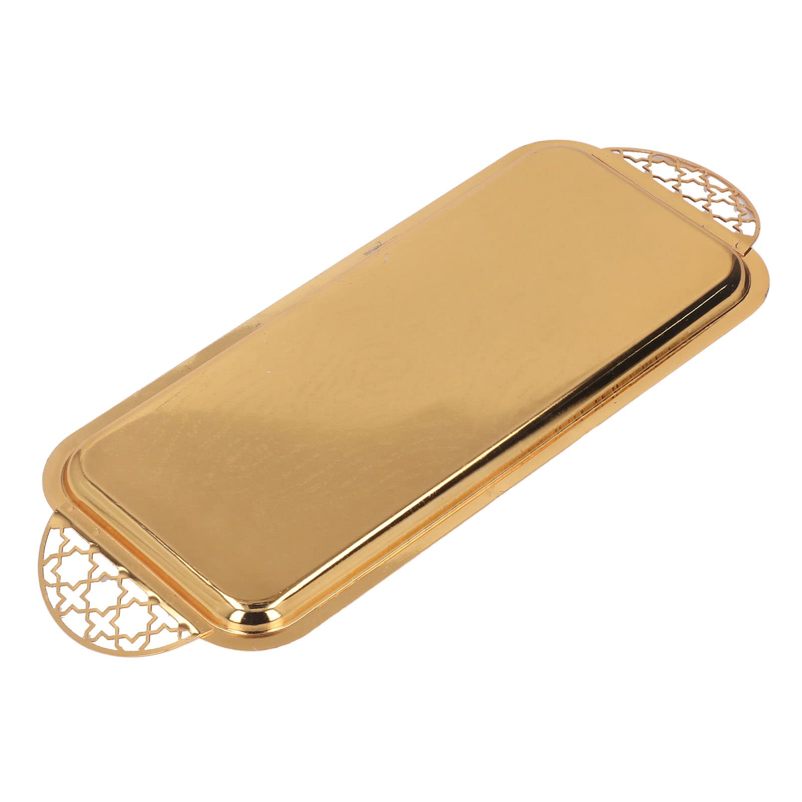 Vassoio da portata in acciaio inox con manico rotondo, 35 x 13 cm, finitura lucida, ideale per dessert nordici, tè, frutta, gioielli, elegante decorazione per la casa