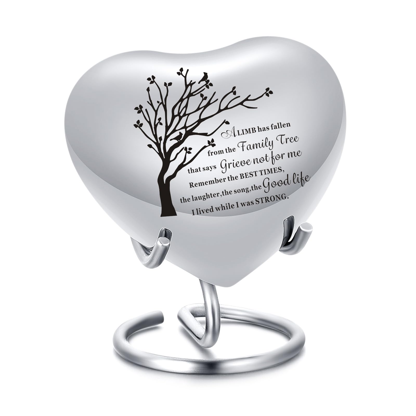 BAOWIQI Heart Urn for Ashes - Small Heart Shaped Keepsake Urn for Human (Male/Female) or Pet Remains, Holds Small Portion of Ashes with Stand