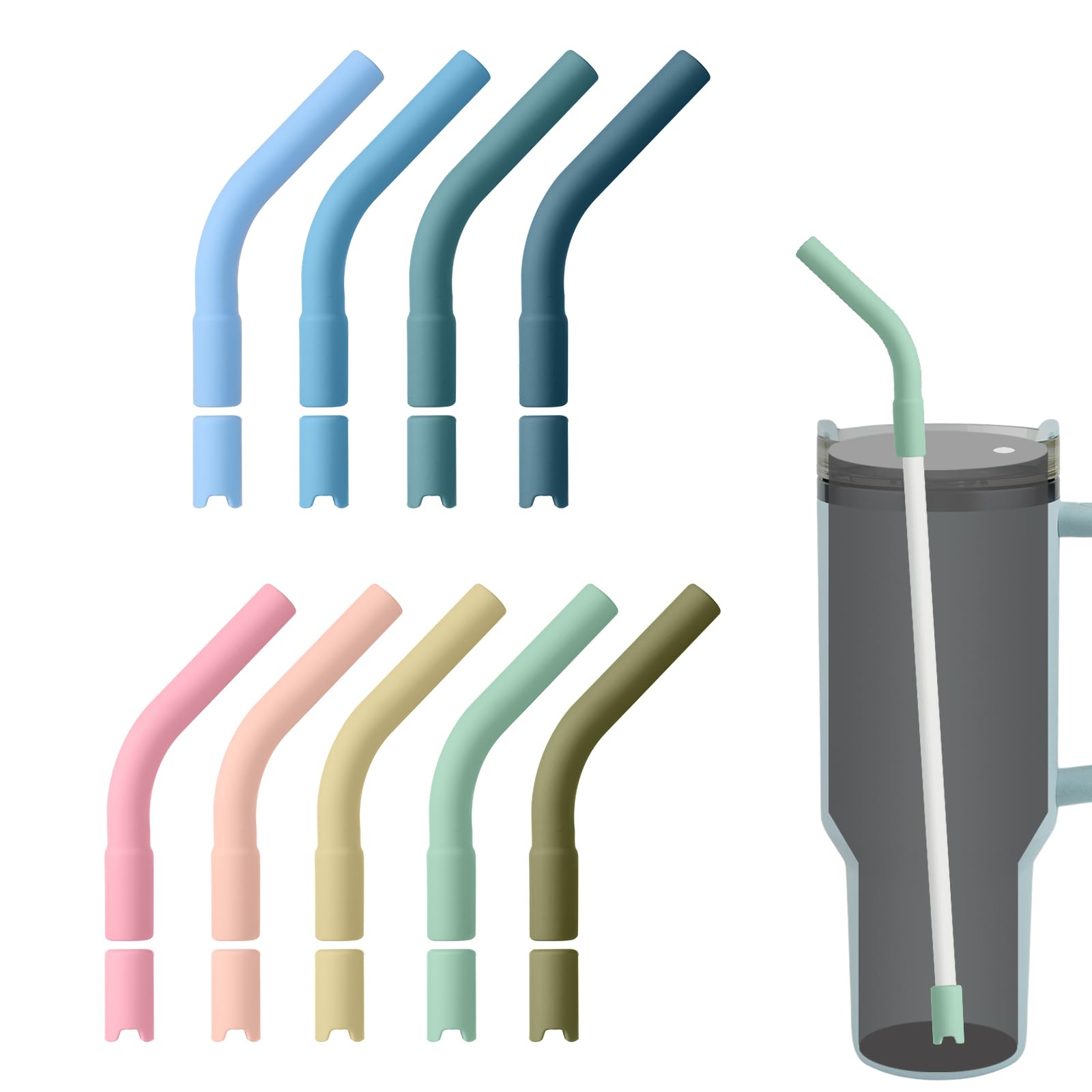 Buy PEUTIER 9 Multicolor Silicone Straw Tips and Pedestals