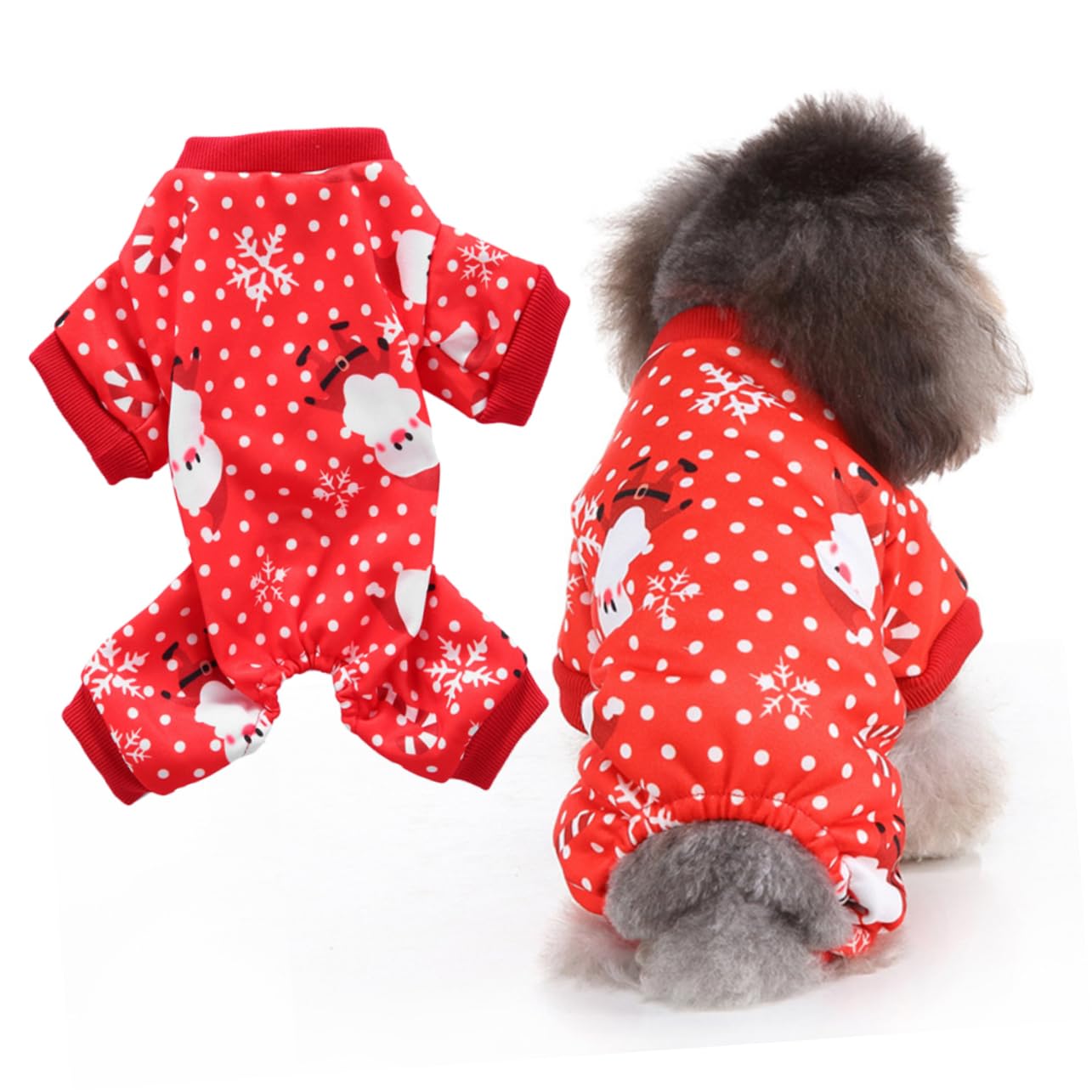 HMJGDHX 2 Pezzi Vestito Natalizio per Cani Tuta Invernale per Animali Domestici Design Confortevole Vestiti per Animali Domestici Rossi per la Stagione Fredda