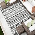 MTOUOCK Outdoor Rug 5x8 ft Reversible Patio Rug, Moroccan Style Outdoor Plastic Straw Rug Waterproof for Deck, RV Outside Rug for Patio, Camp, Picnic and Backyard- (Black & White)
