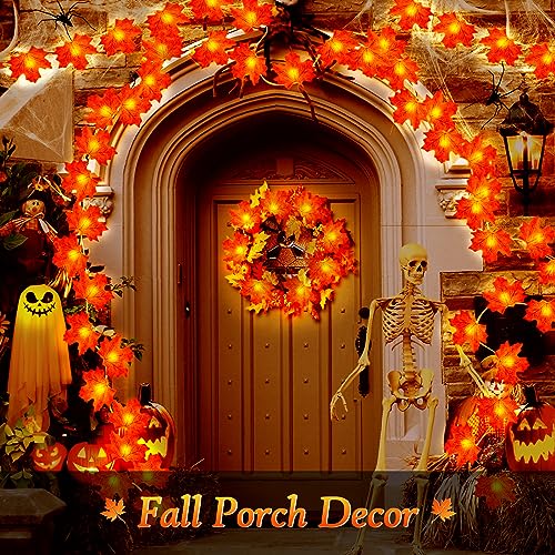 cshare Herbst Lichterkette Batterie, 3M 20LED Halloween Deko Herbst Ahornblatt Girlande Lichterkette mit Timer für Halloween Theme Erntedankfest Weihnachtsfeiern. – Bild 2