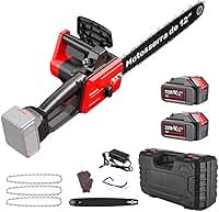 Mini Motosserra a Bateria 1200W 21V, Lâmina 12 Polegadas, Motor de Cobre, Portátil para Corte de Árvores e Madeira