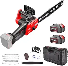 Mini Motosserra a Bateria 1200 W, 21V, 12 Polegadas – Motosserra Portátil a Bateria Recarregável para Trabalho de Corte e Derrubada de Árvores
