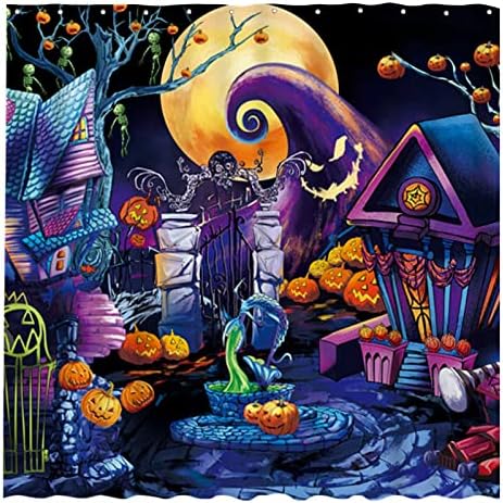 Allenjoy 72" x 72" Halloween Before Christmas Shower Curtain for Bathroom Sets Trunk Trick Or Treat Home Bath Decor Decorations Durable Waterproof Fabric Machine Washable with 12 Hooks